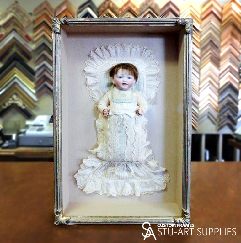 custom framed doll from 1915, by Stu-Art Supplies