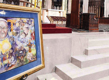 Pope Francis painting by Catherine White at St Patrick's Cathedral